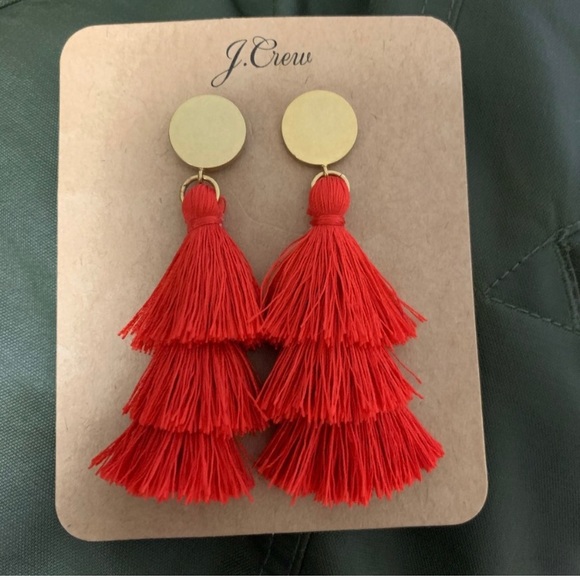 J. Crew Jewelry - NWT J Crew red tassel earrings